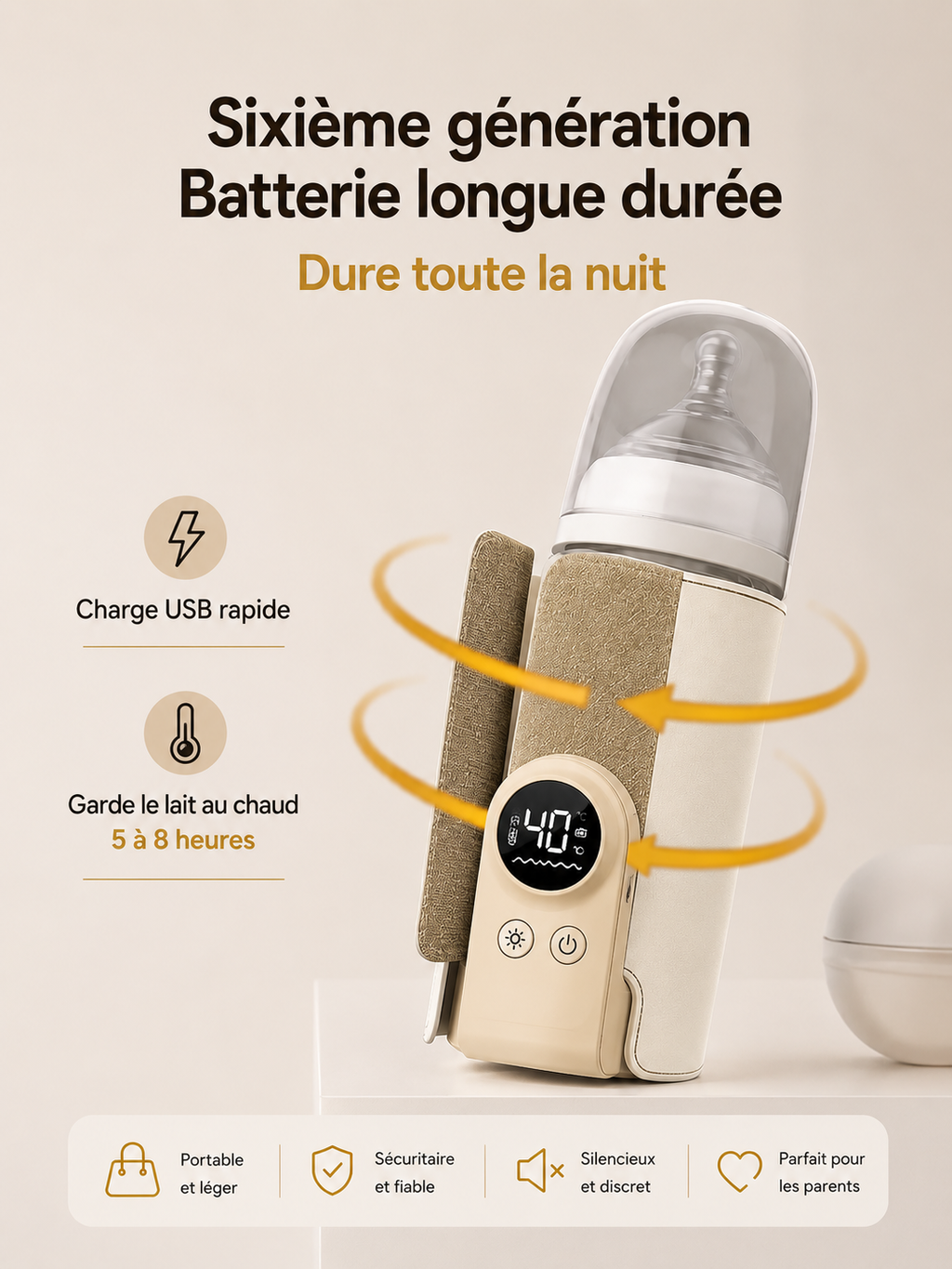 Chauffe-Biberon Nomade Sans Fil - Rechargeable