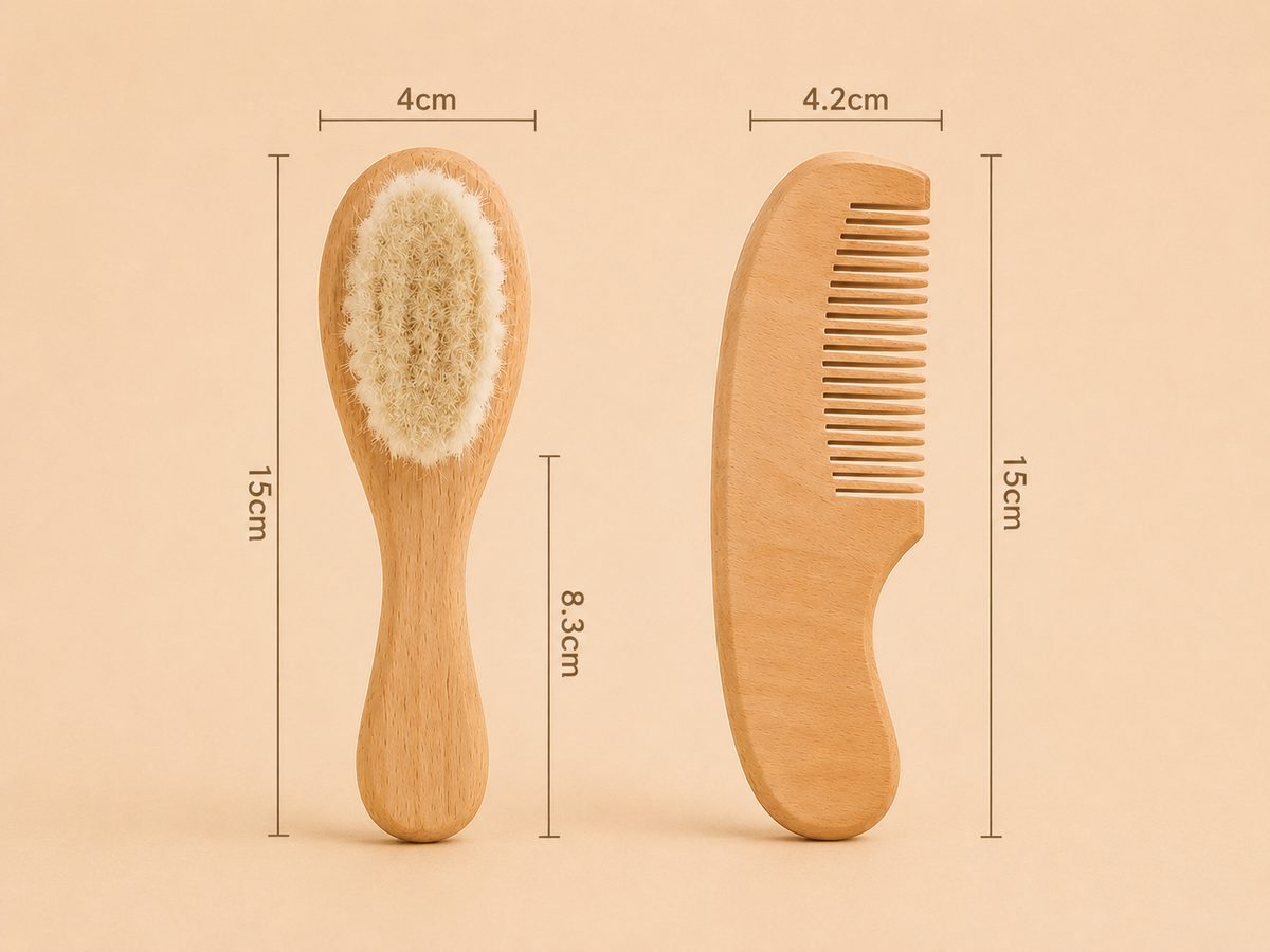 Ensemble Brosse et Peigne Bébé en Bois - Doux pour le Cuir Chevelu