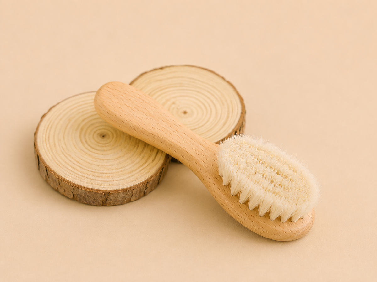 Ensemble Brosse et Peigne Bébé en Bois - Doux pour le Cuir Chevelu