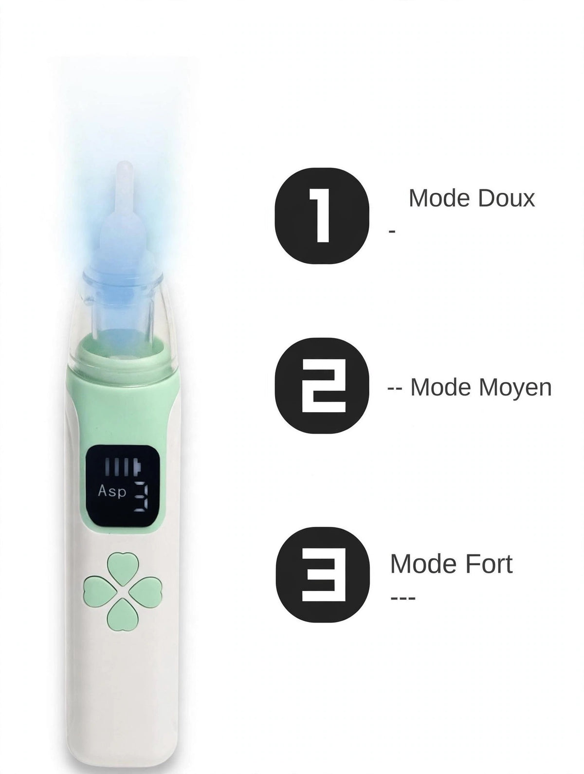 Aspirateur Nasal Électrique Doux - 3 Embouts Silicone